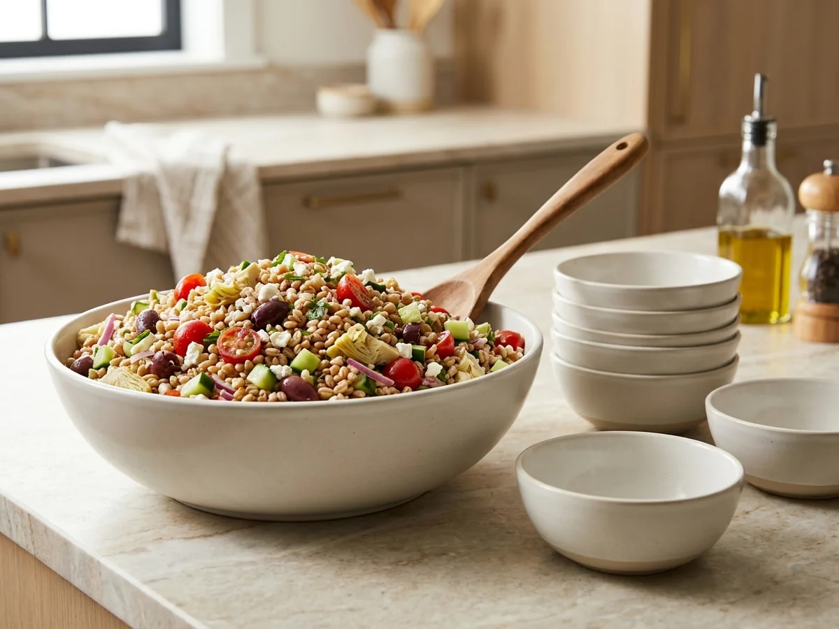 Batch Proportions and Serving Sizes - antipasto farro salad