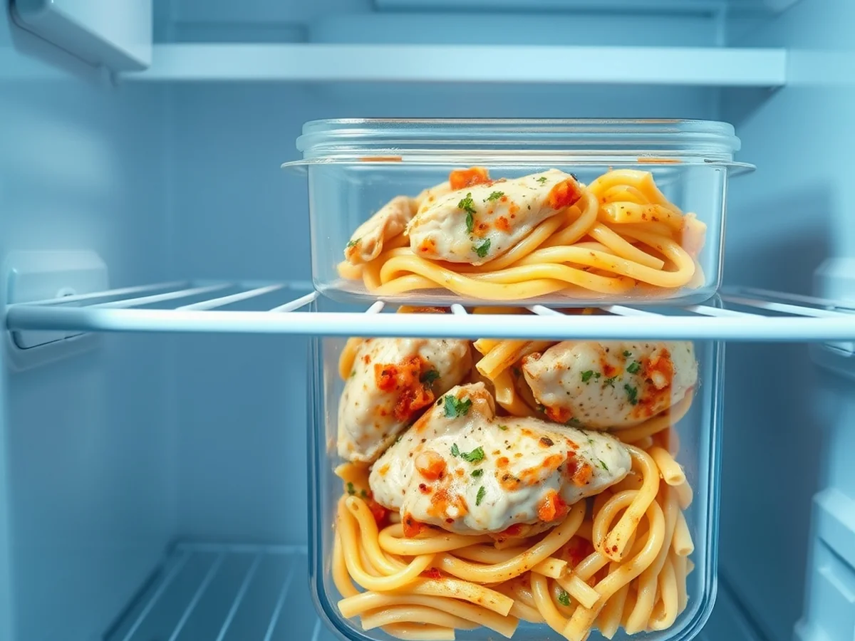 Managing Leftovers and Storage - garlic parmesan chicken and pasta