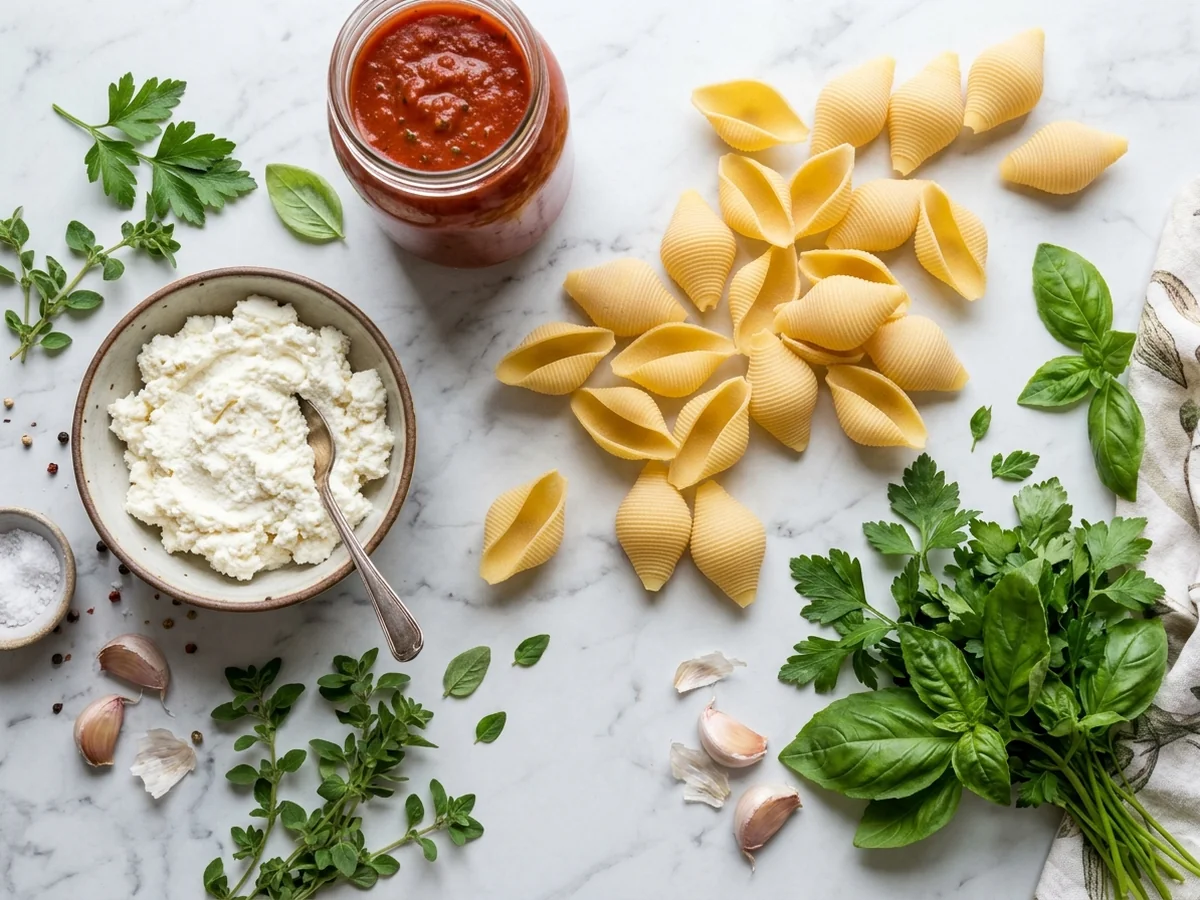 Ingredients for Stuffed Shells - lasagna stuffed pasta shells