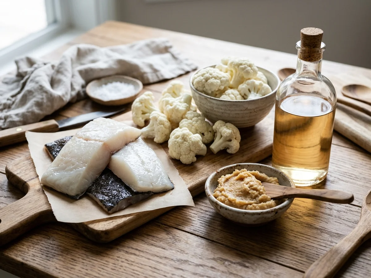 Miso Cod Ingredients - miso cod cauliflower puree